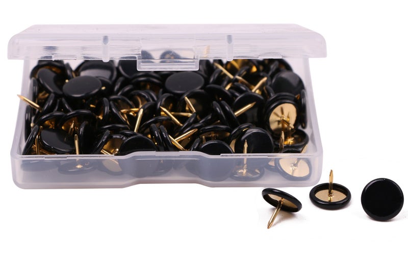 PTC Office 120PCS Steel Thumbtacks Drawing Pins Plastic Round Head Thumb Tacks 10mm/0.39 Inch Dia (Black) - Image 1